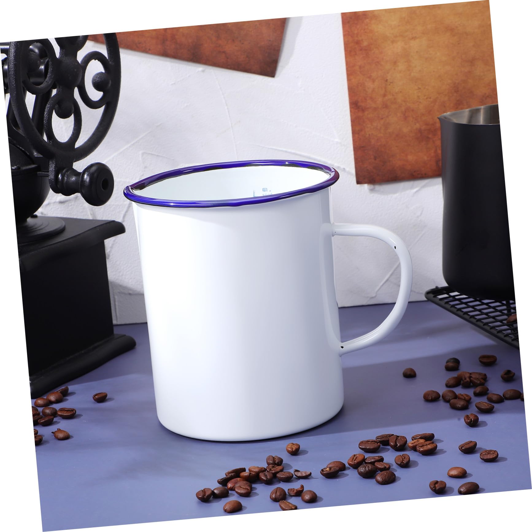 VILLCASE Tazza Smaltata per Casa Resistente e Spessa Mug Vintage per Acqua Calda Caffè e Tè con Base Antiscivolo per Inverno e Campeggio