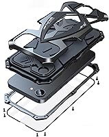 Vista 8 de Lunivop Funda para iPhone 15 Pro Max, protección resistente, tornillo resistente, cuerpo completo, de grado militar, de goma de parachoques de metal