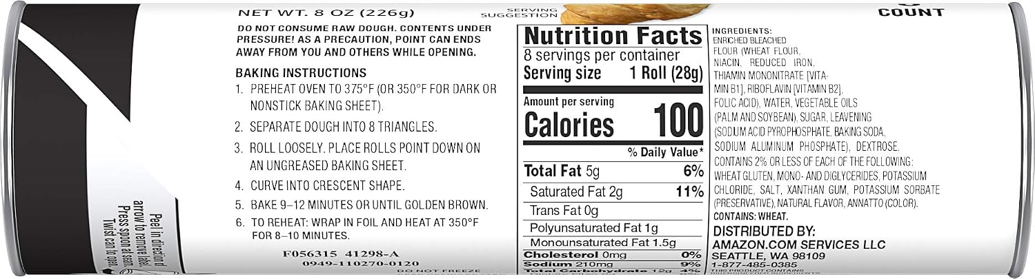 Amazon Brand - Happy Belly Original Crescent Rolls, 8 Ct, 8 Ounce