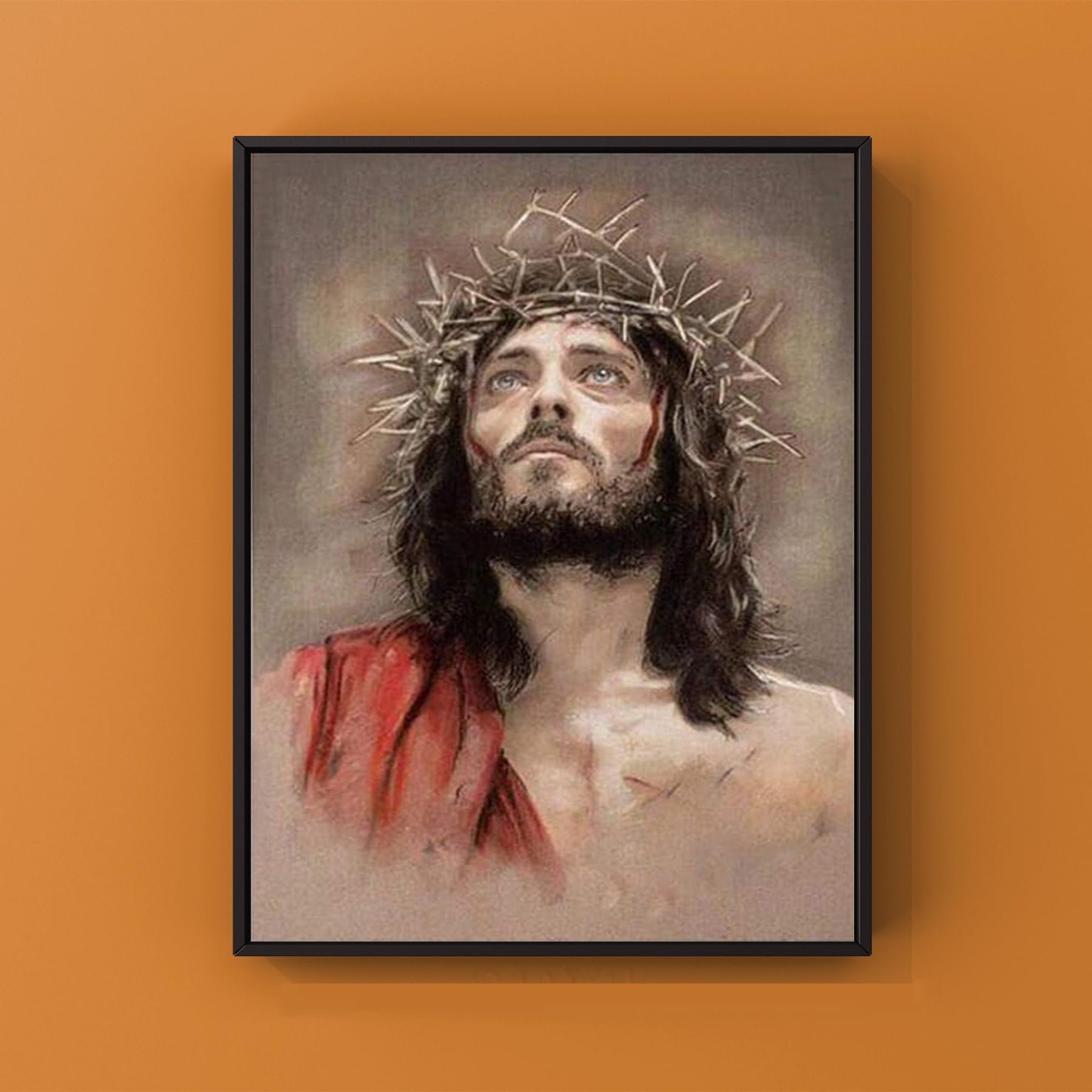 Jésus Kit de peinture diamant par numéros 5D - Kit de peinture diamant 5D - Jésus religieux - Peinture à pois ronds - Artisanat - Décoration d'intérieur - 30 x 40 cm (JS-10