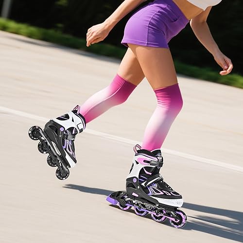 Miniatura 7 de 2PM SPORTS Vinal - Patines en línea ajustables intermitentes para niñas, todas las ruedas se iluminan, divertidos patines iluminadores para niños,