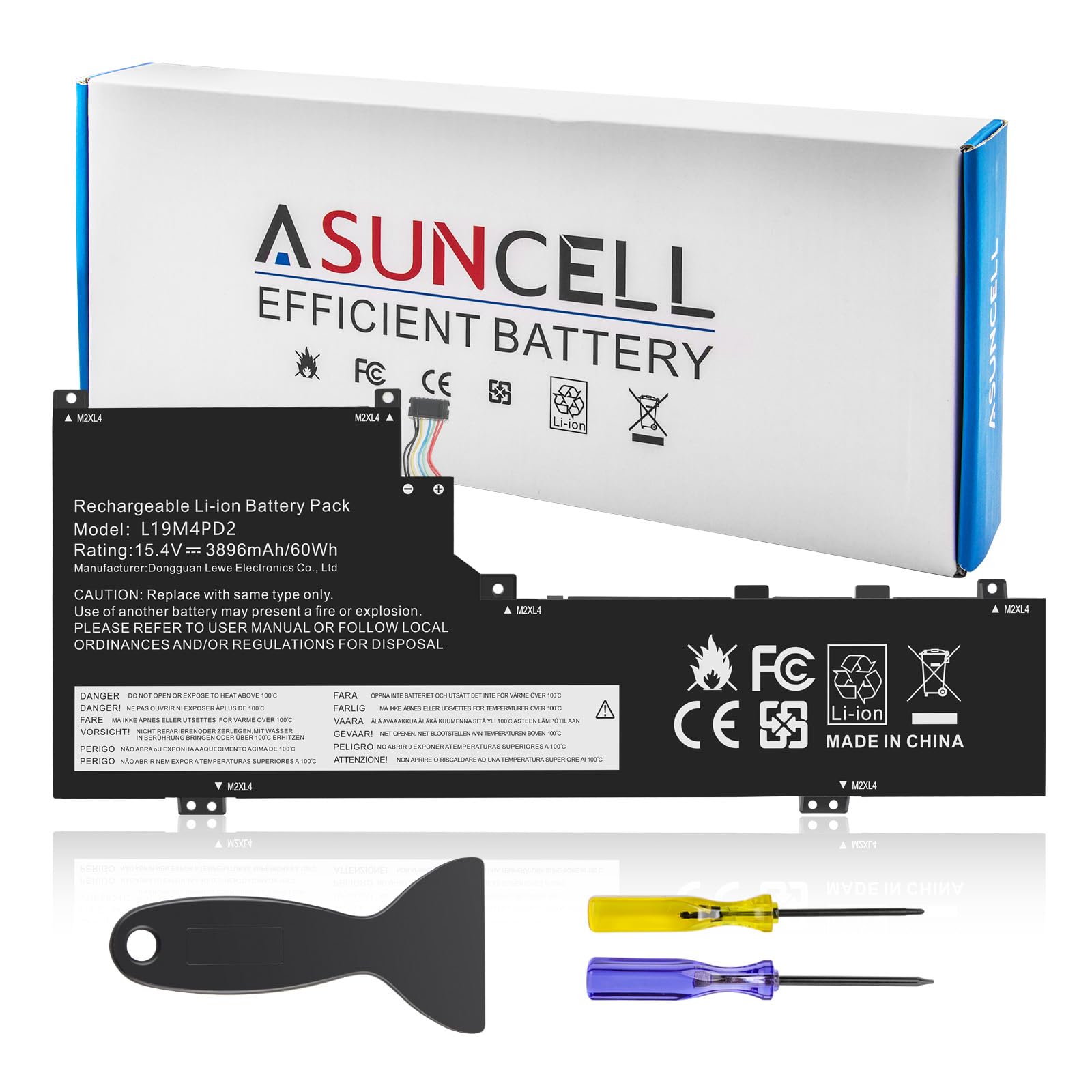 ASUNCELL L19L4PD2 Laptop Battery Compatible with Lenovo Ideapad Yoga S740-14IIL Series Notebook L19M4PD2 5B10W67424 5B10U97772 5B10U97773 5B10W67253 15.4V 62Wh 4080mAh 4-Cell