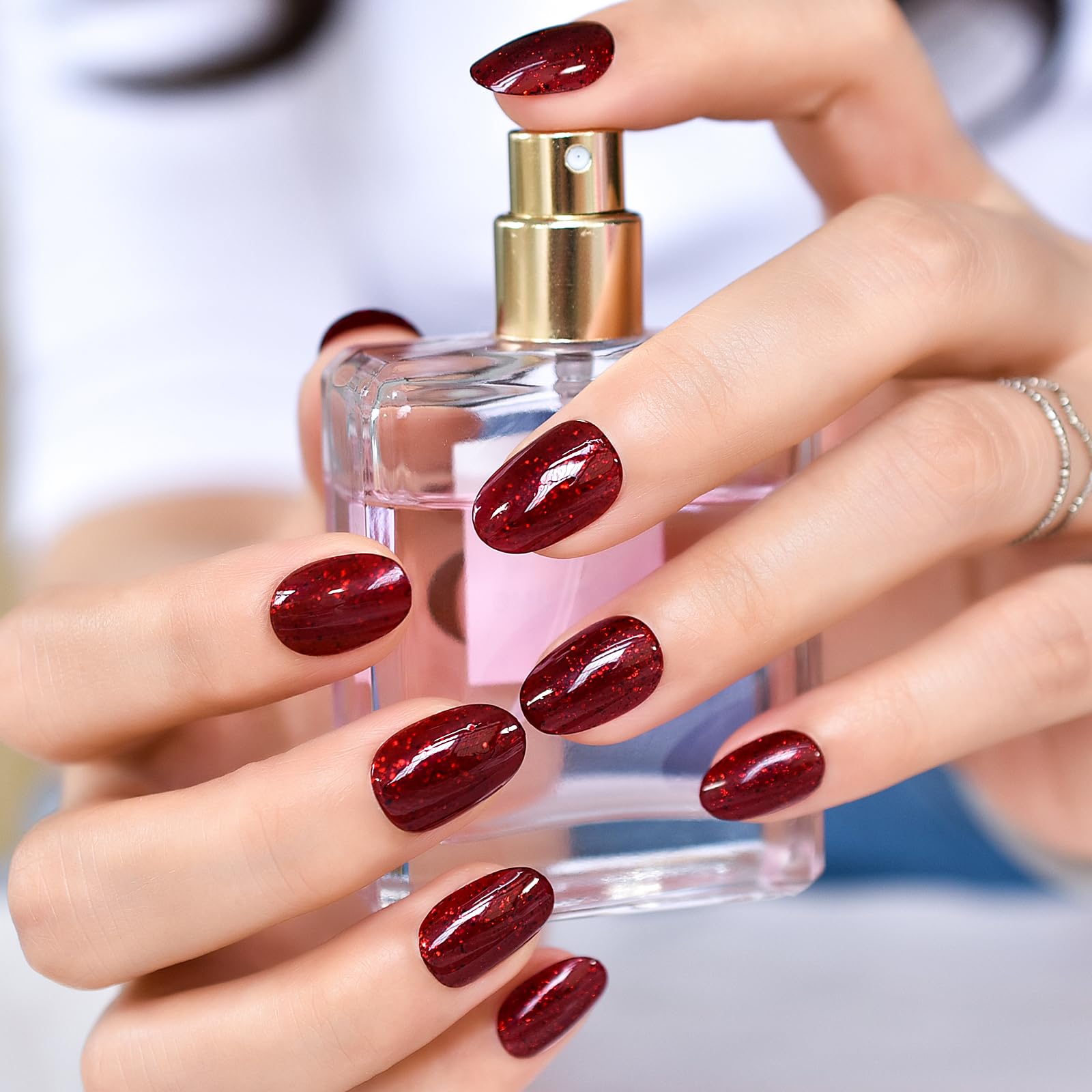 Elevenail Medium Length Press On Nails Pink White Full Cover Tips_voghion.com