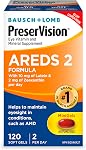PreserVision AREDS 2 Supplément de Vitamines & Minéraux pour les Yeux, Contient Lutéine, Vitamine C, Zéaxanthine, Zinc, Vitamine E, Suppléments de Santé Oculaire pour Adultes, 120 Mini Gélules (l'emballage peut varier)