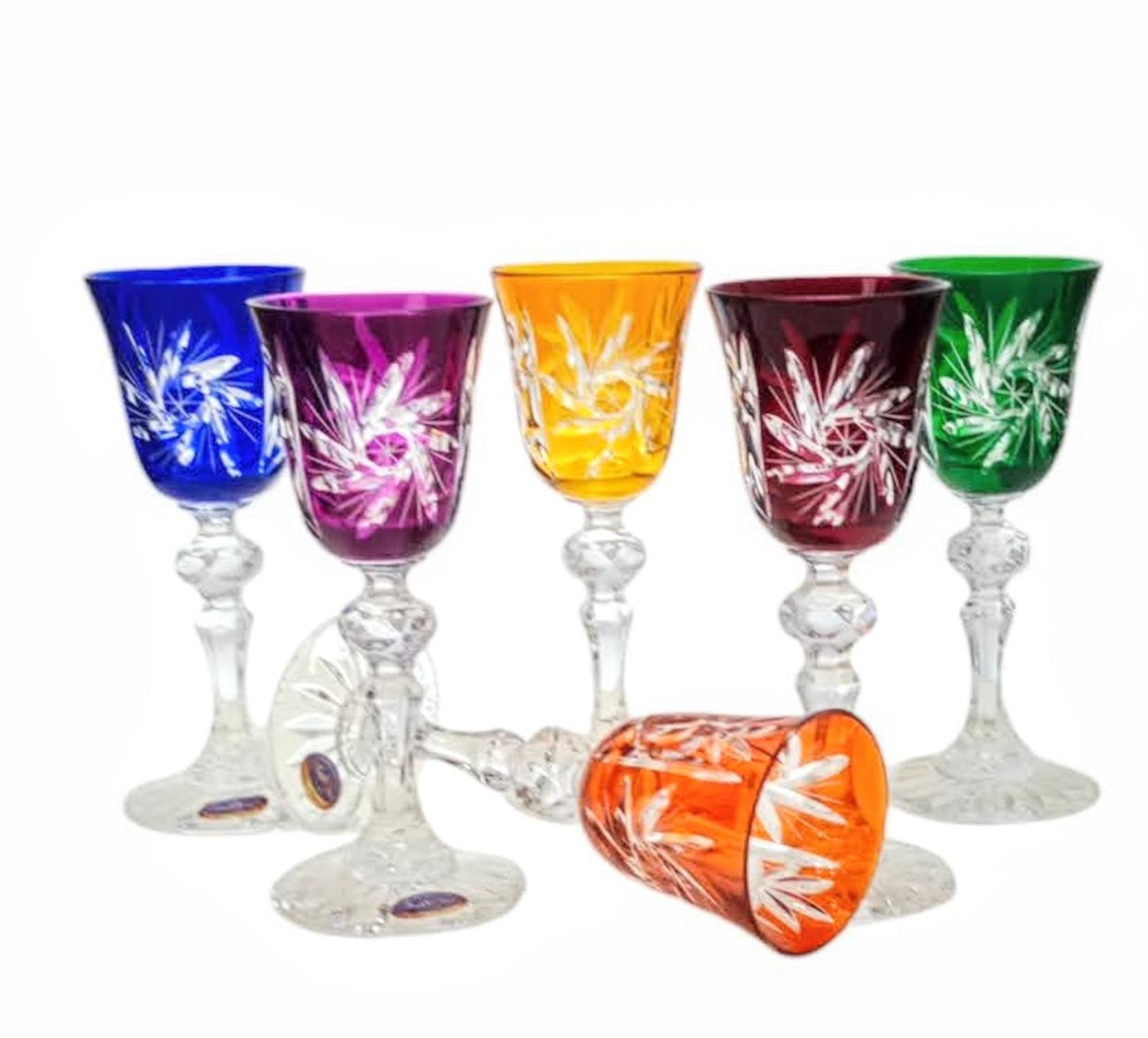 MaRika Ręcznie wykonane kryształowe szklanki do likieru – 60 ml – zestaw 6 sztuk, idealne do szlachetnych likierów i alkoholi, eleganckie wzornictwo, idealne na specjalne okazje