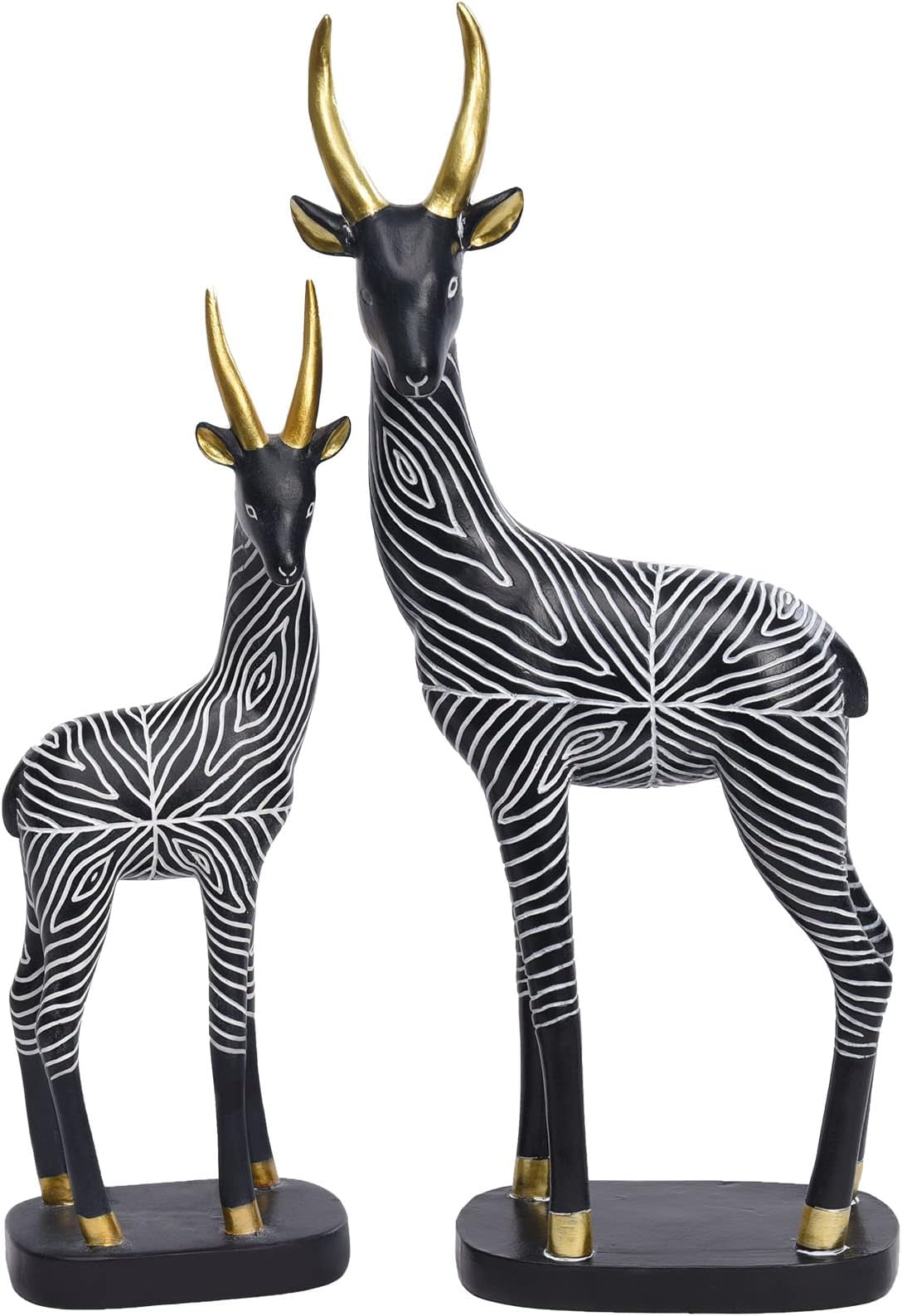 KakizzyAnimal Sculptures Home Decor, 2 Pieces Antelope African Statues and Sculptures for Bookshelf Decor Modern Figurines Tabletop Decorations Accent Gift for Animal Lovers(2 Pieces, Black)