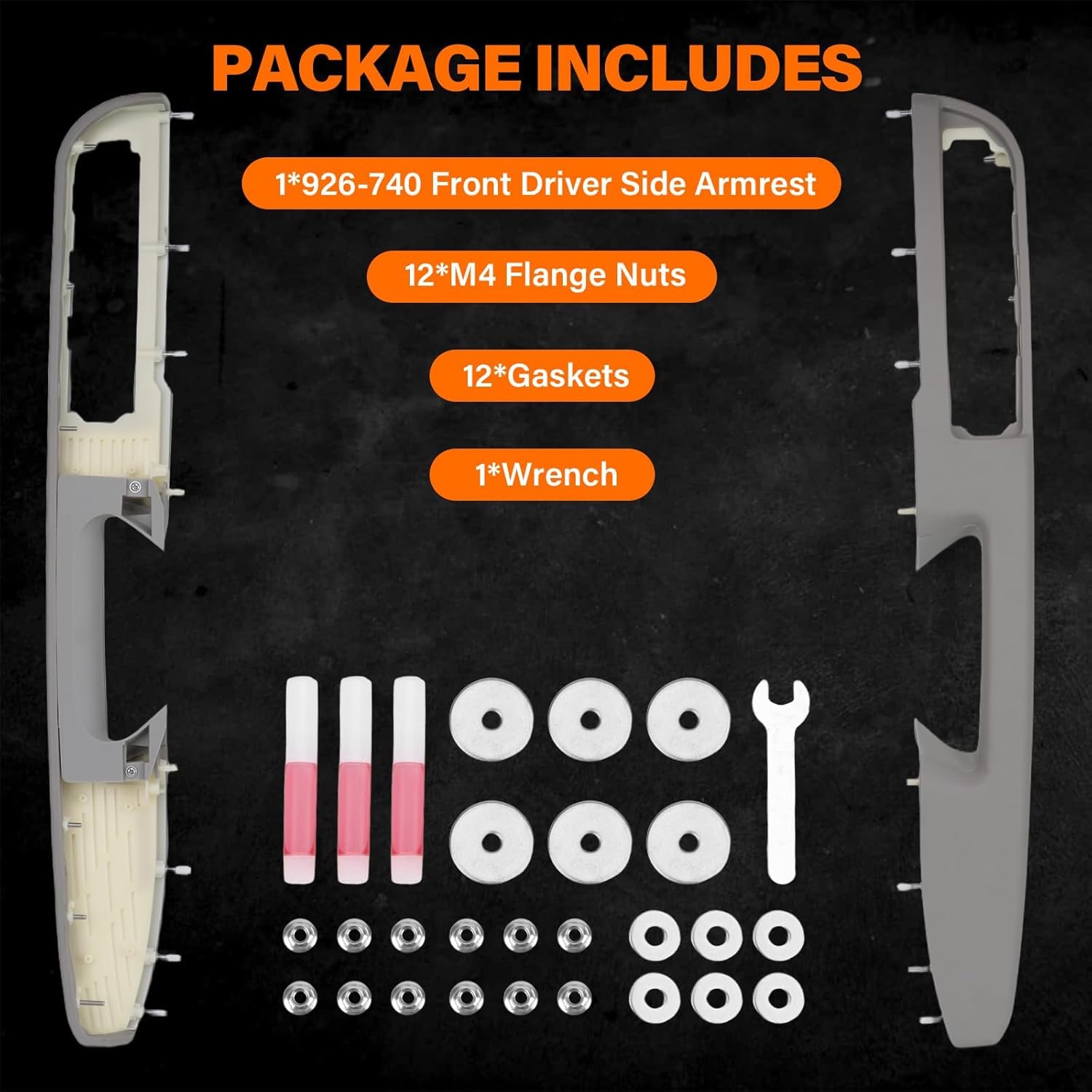 926-740 Front Left Driver Side Armrest Repair Kit Fit Gray with Door Release Handle Above armrest (27 inch) Driver Door Panel Compatible with Select Chevrolet/GMC Models GM#84127281