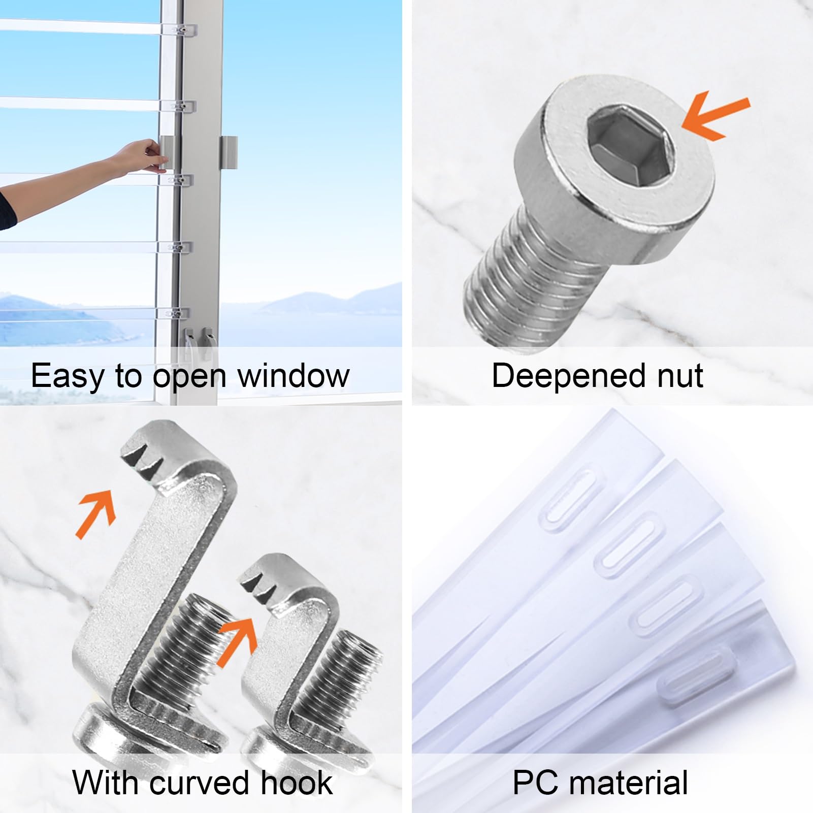 Barriere di Sicurezza Trasparenti per Finestre, Barre di Sicurezza Portatili per Finestre, Barriera di Sicurezza per Bambini per Finestre di Casa, Balconi(Clear-1PC,Width-50cm)