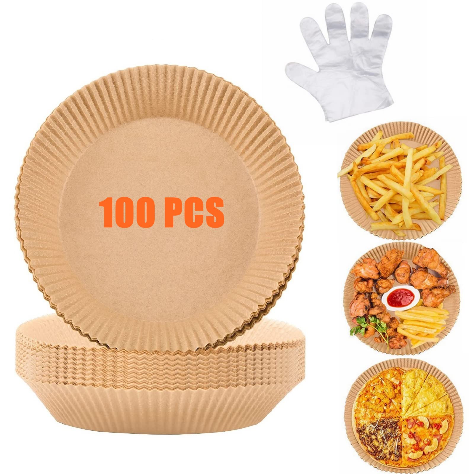 Air Fryer Disposable Paper Liner, 100 Pcs Non-stick Disposable Air Fryer Liners, 6.3inch Baking Paper for Air Fryer Oil-proof, Waterproof, Food Grade Parchment Paper for Baking Roasting Microwave