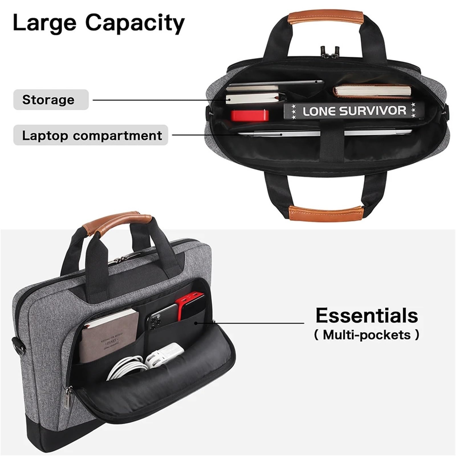 Porta Documenti Custodia for Laptop Resistente all'Acqua con Tracolla for Notebook da 15,6" e 17" Pollici, Borsa for Computer ad Alta capacità Borsa Notebook(15.6-inch)
