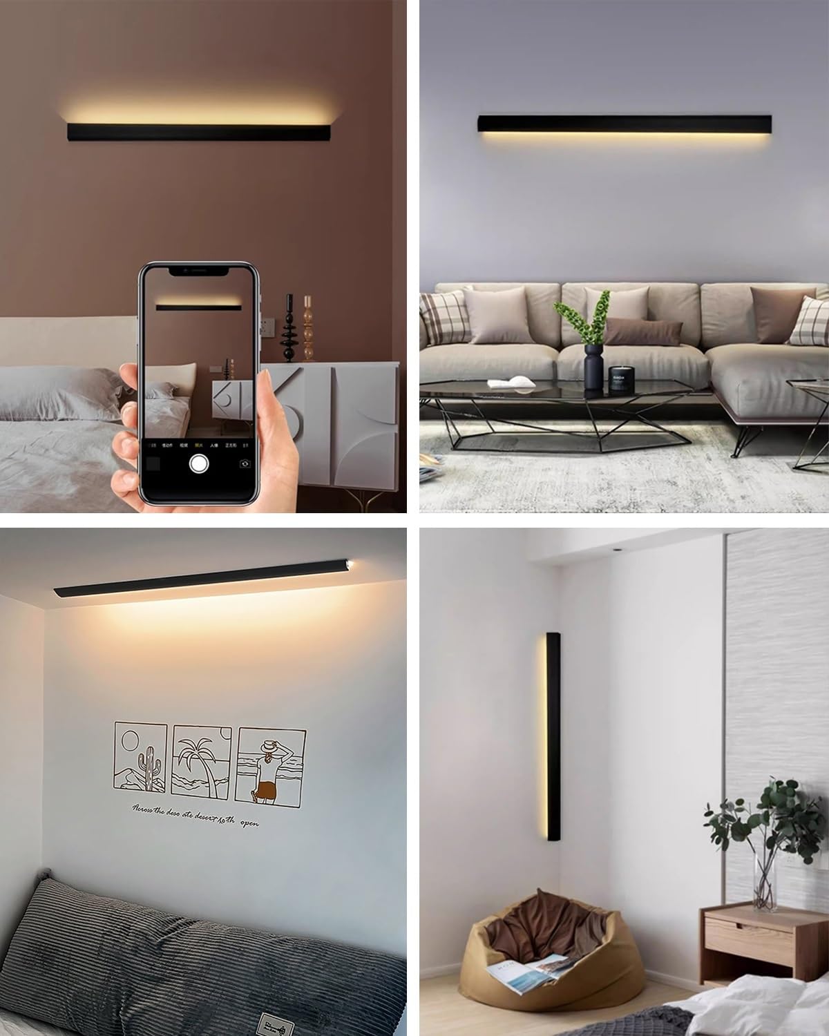 Canale con striscia luminosa a LED in alluminio galleggiante, baia di luce a corona interna ambientale montata su superficie for decorazioni da parete, profilo di illuminazione(White,17.0m)