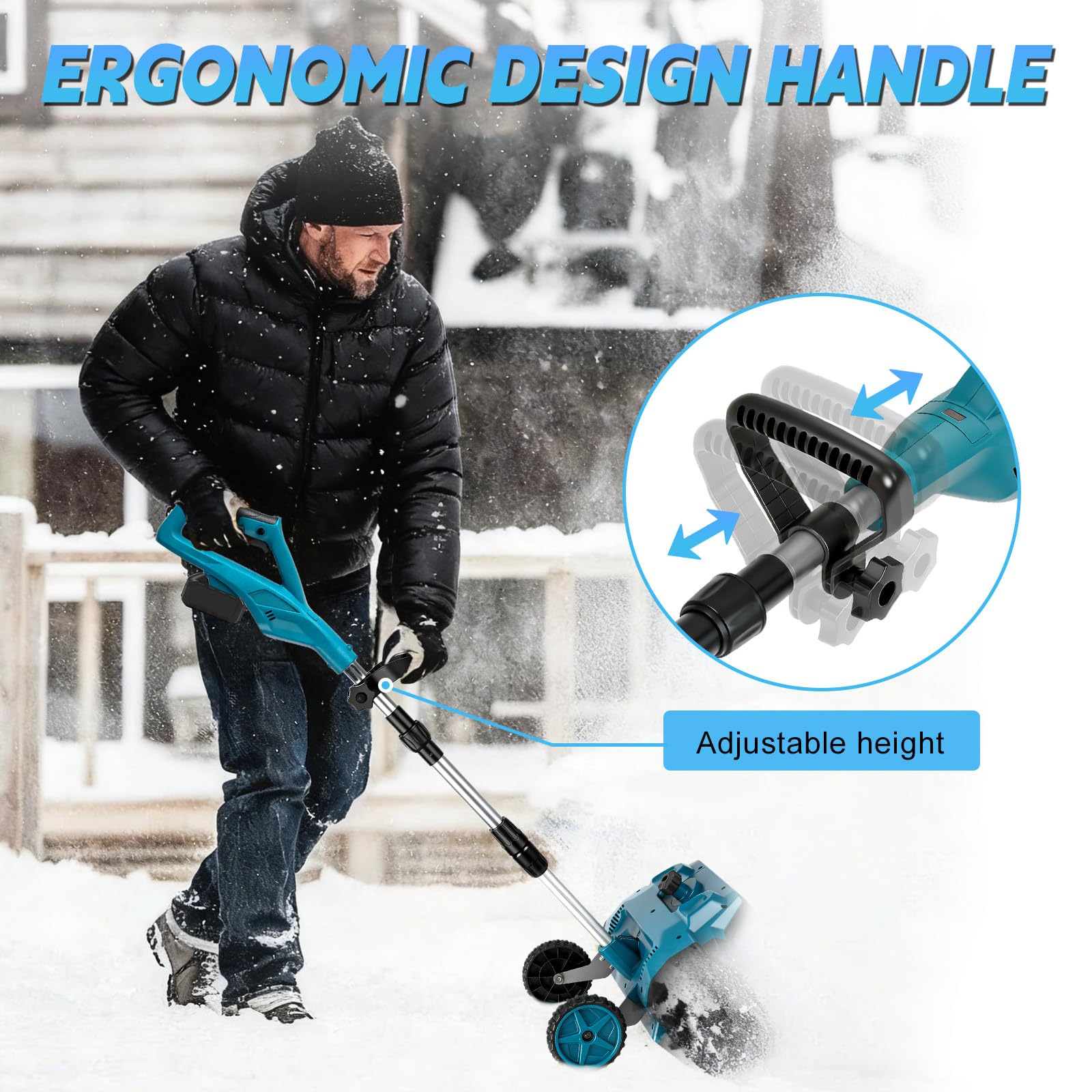 Akku Schneefräse für Makita Akku 18V, 1000W Elektrische Schneefräse Akku Kehrmaschine Schneeräumer, 30cm Schaufelbreite, 20cm Schneeräumtiefe (ohne Akkus)