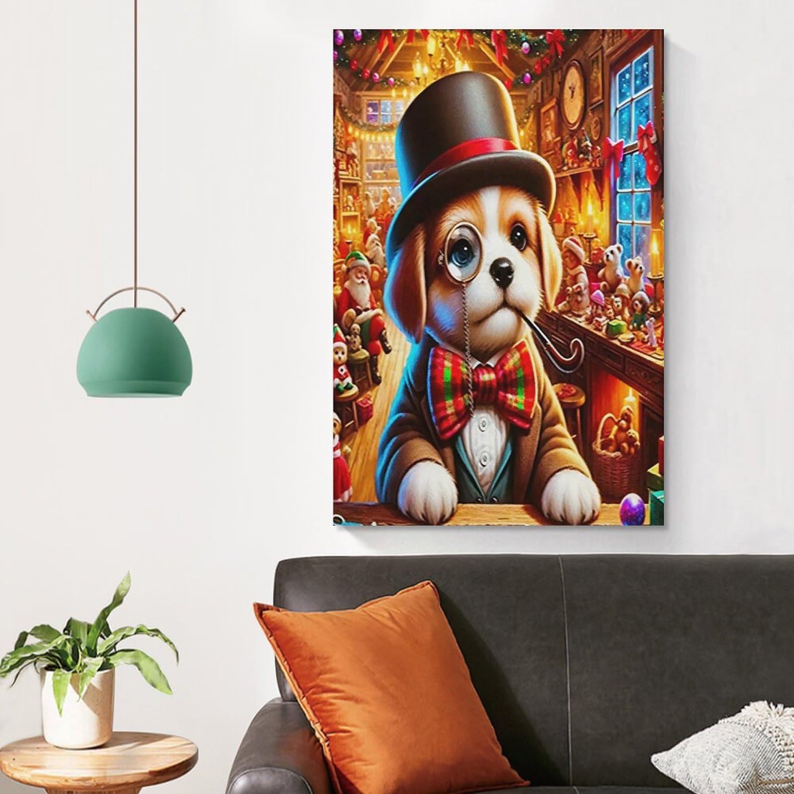 Chiot murale Noël affiche moderne impression sur toile grand format salon - 6
