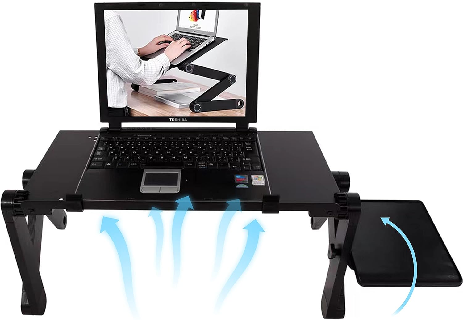 Adjustable Laptop Stand with Mouse Pad Ergonomic Height Angle Tilt Lap