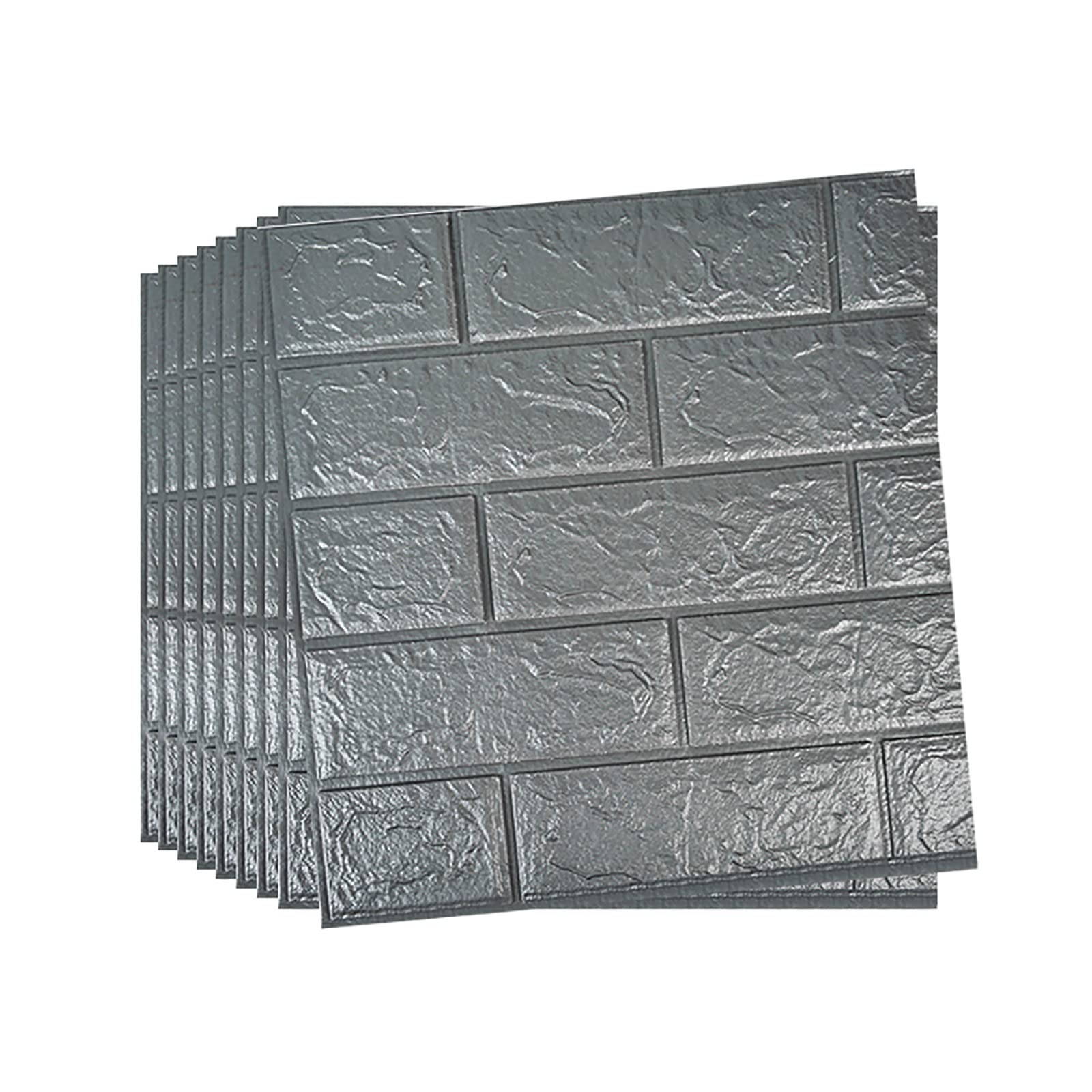 Tarwanear 20PCS Silver Grey Brick Wallpaper 38×35cm 3D Wall Panels Brick Pattern Self Adhesive Wall Tiles Masonry Effect Waterproof Wall Stickers for Bedroom Living Room Kitchen — image 1