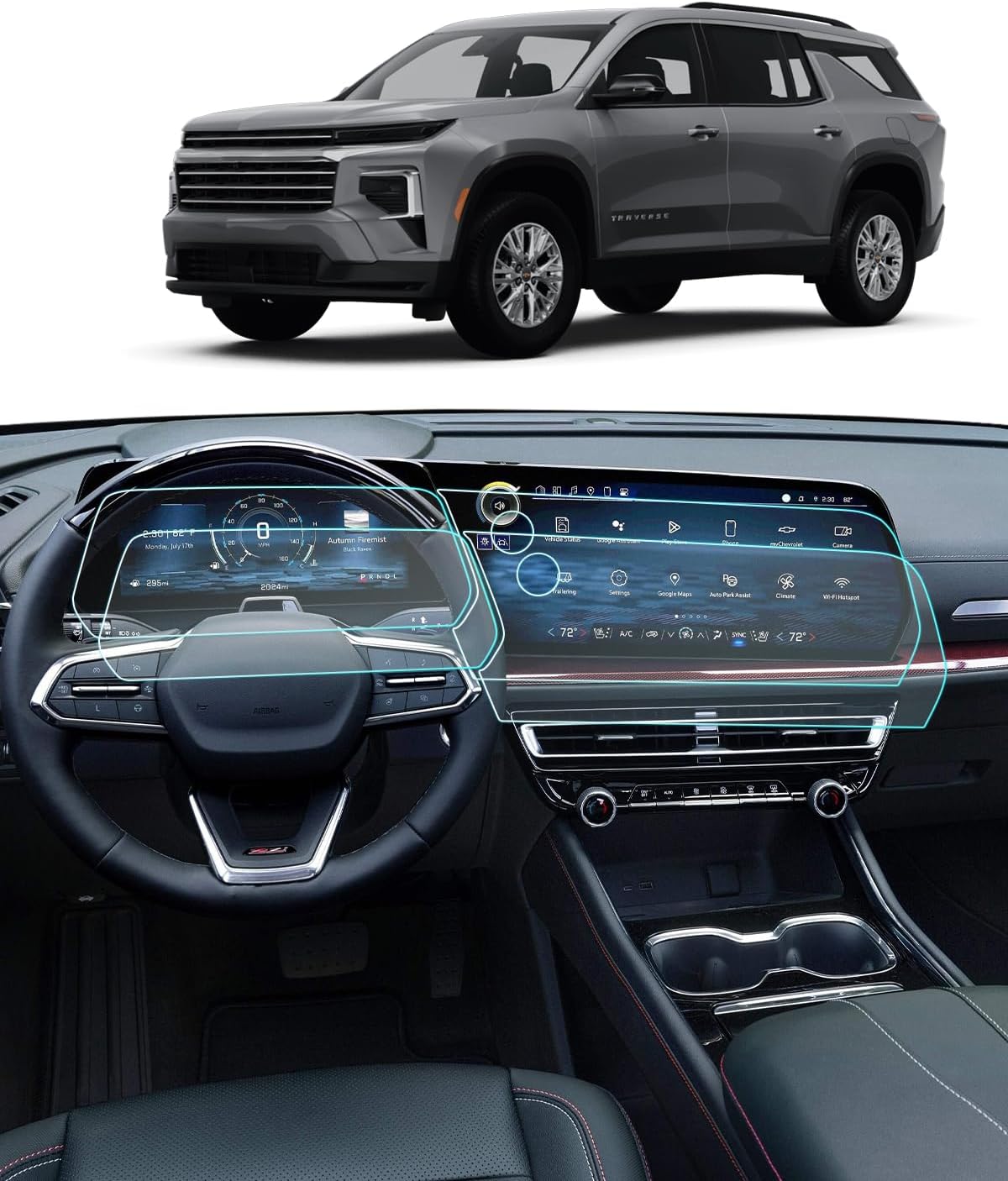 For 2025 silverado EV Screen Protector - (2PCS) 2024-2025 silverado EV (RWD RS/AWD LT/AWD RS) Accessories HD Transparent Nano Film 17.7+11 Navigation Touchscreen Anti-Scratch Fingerprint Resistant silverado EV 2024-2025 4NANO 17.7+11