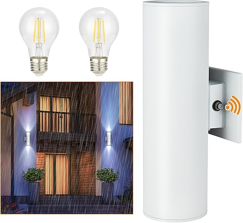 Vista 26 de Luces de pared para exteriores, linternas de pared con sensor de atardecer a amanecer, luces de puerta delantera negras mate con enchufe de base