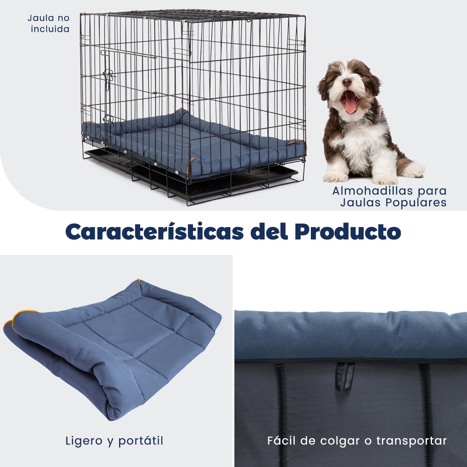Miguel Cama para Perros Exterior Impermeable al Agua para Jaulas de Metal para Perros, Oxford Colchoneta Mascotas Duradera y Fácil de Limpiar, Ideal para Interiores como Exteriores(107cm/42inch Azul)
