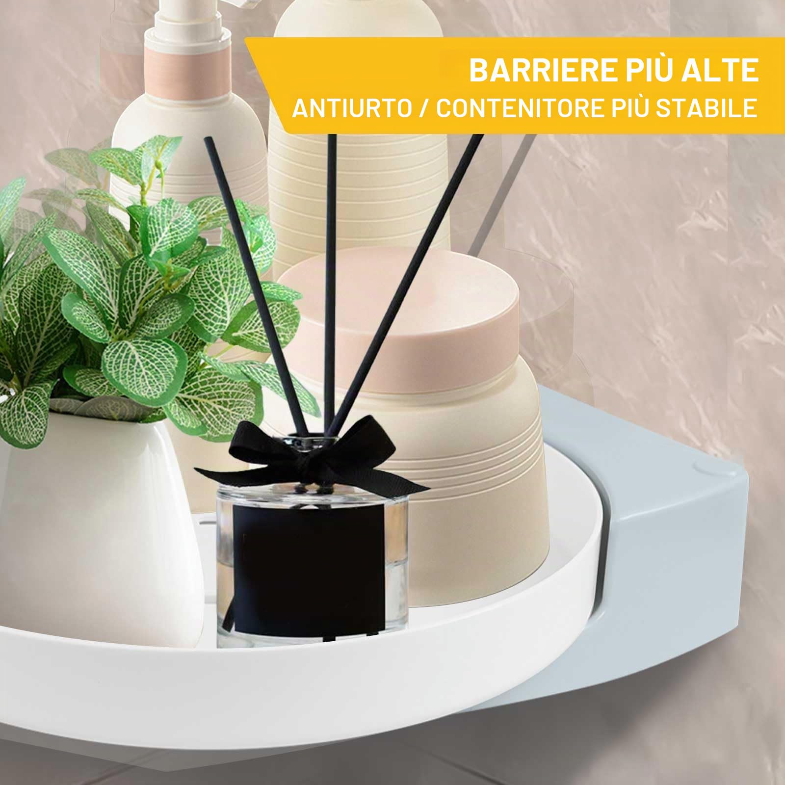 Qivine 2Pcs Mensola Doccia Angolare, Girevoli a 360° Porta Sapone per Doccia Con 4 Adesivi, Porta Bagnoschiuma Shampoo da Doccia Senza Foratura per Bagno e Cucina Organizer, Bianco