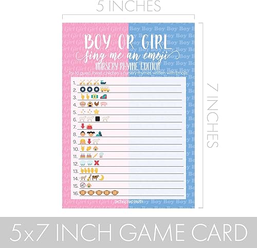 Miniatura 4 de DISTINCTIVS Tarjetas de juego Emoji para fiesta de revelación de género, 20 unidades