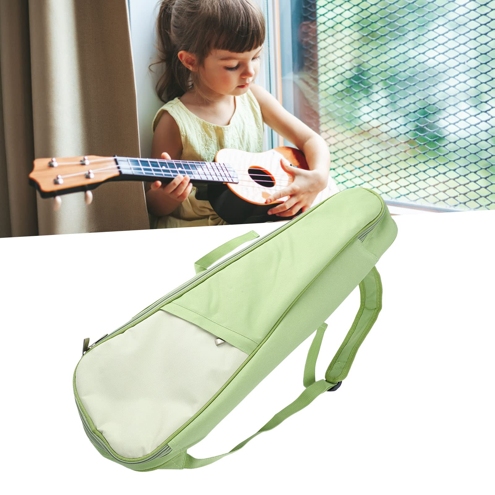 Zaino Protettivo per Ukulele con Tracolla Regolabile Borsa Portaoggetti per Ukulele in Tessuto Oxford di Grande capacità per 23 Pollici 24 Pollici (Verde)