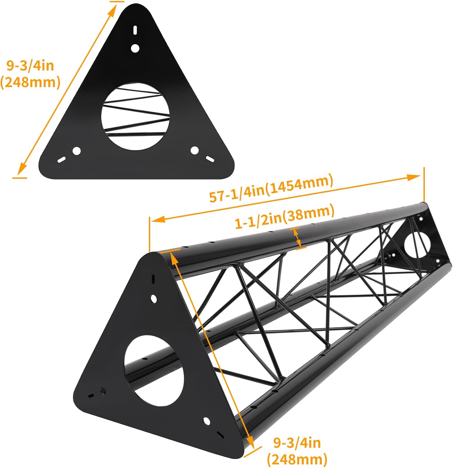 HECASA Universal 5Ft Triangle Truss Lighting Mobile DJ Booth Lighting System Stand Steel Black, NN2295