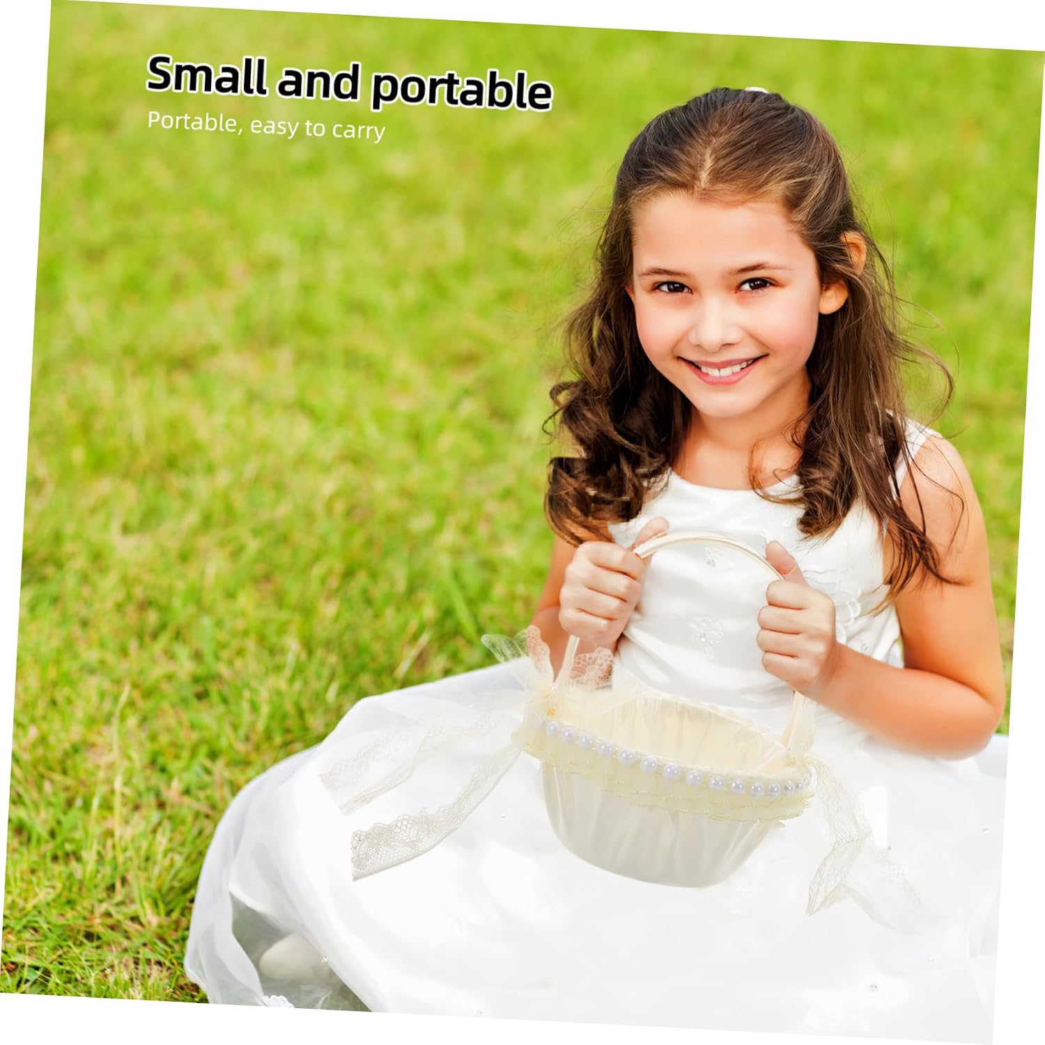 Baluue Elegant Satin Wedding Basket Gold Flower Girl Baskets for Reception Decorations Reusable