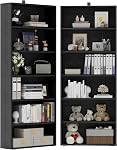 IRONCK Bookshelves and Bookcases Set of 2 Floor Standing 6 Tiers Display Storage Shelves 70 in Tall Bookcase Home Decor Furniture for Home Office, Living Room, Bed Room, White