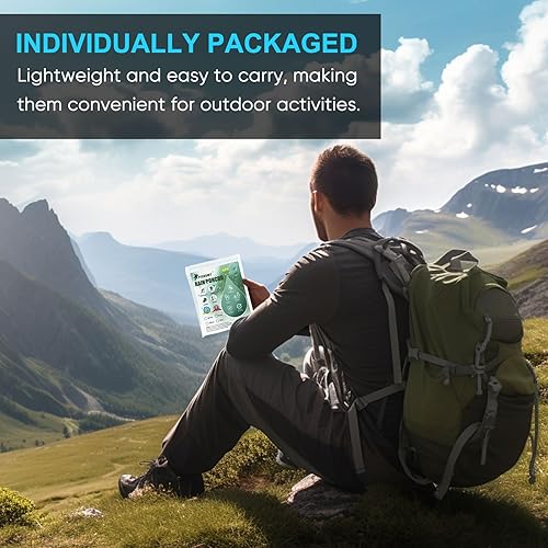 Miniatura 6 de PTEROMY Poncho de lluvia EVA, Ponchos de lluvia reutilizables para adultos, abrigo de lluvia unisex con capucha y mangas elásticas para puños