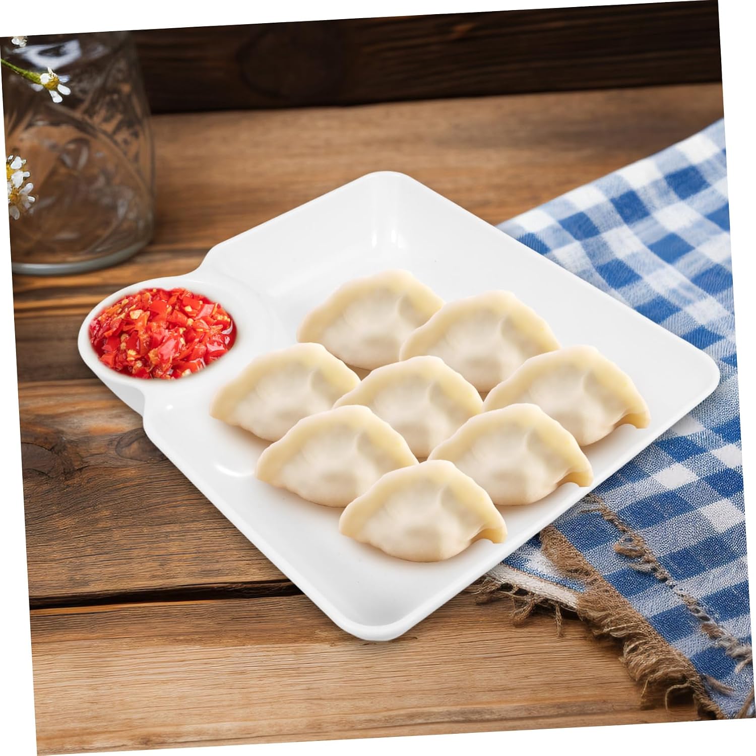 8pcs Chip and Dip Serving Set Xmas Reusable PP Divided Plate
