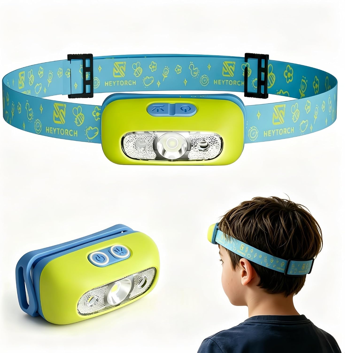 Kids Headlamp 1200mAh Boys Head Light | USB-C Charging,4 Lighting Modes, Waterproof Shockproof, Hiking, Reading, Emergency. Camping Essentials (Green-headlamp)