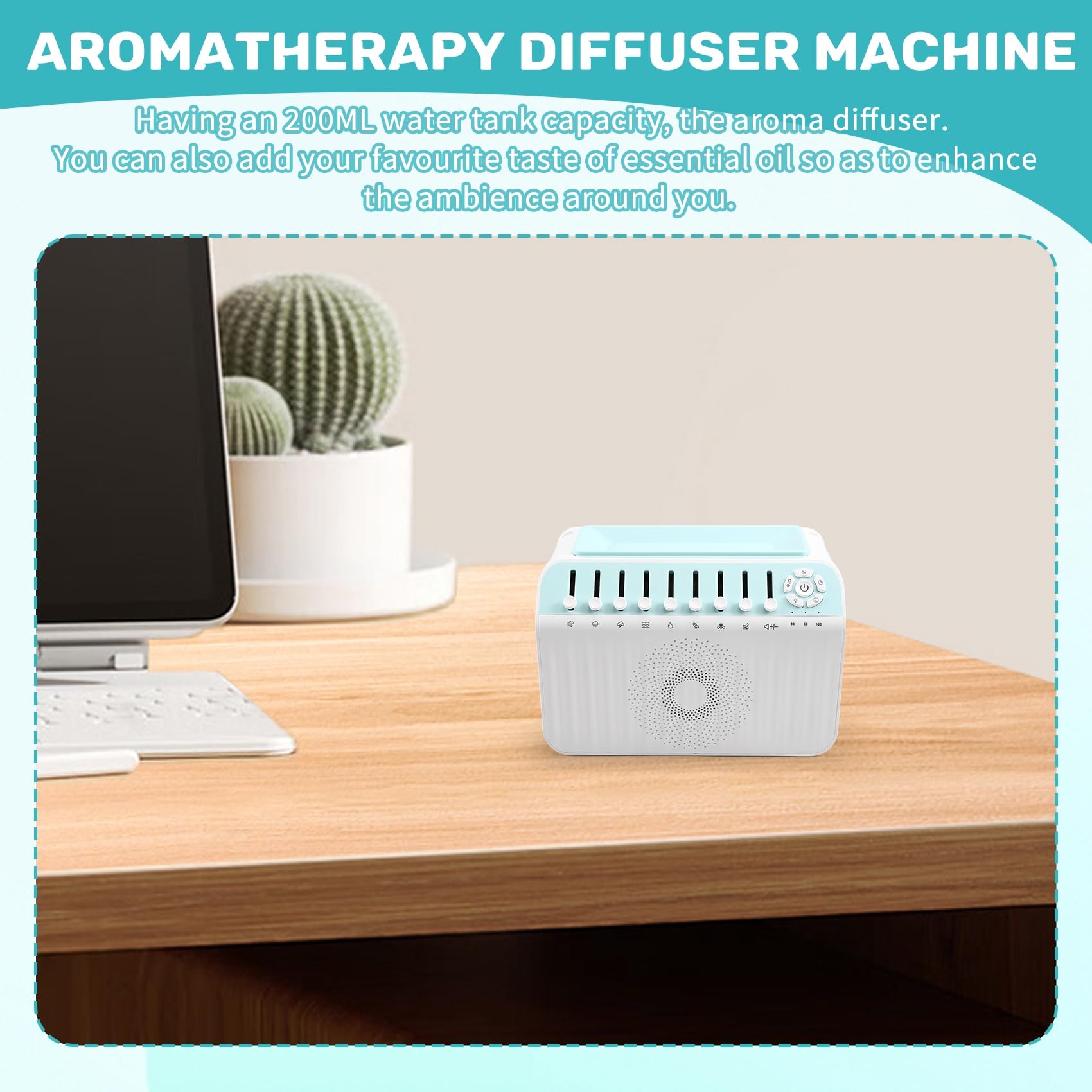 Correa Weiße Rausch-Sound-Maschine, Bluetooth-Lautsprecher, Luft-Aroma-Diffuser und Luftbefeuchter