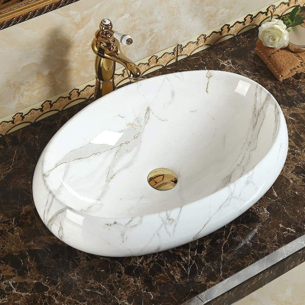 Szafka Pod Umywalkę Z Umywalką, Umywalka Nablatowa, Ceramiczna Umywalka Łazienkowa Nablatowa, Artystyczna Owalna Umywalka, Europejska Umywalka W Zestawie