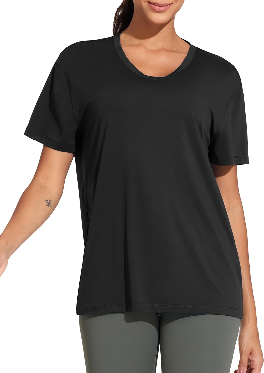 THE GYM PEOPLE Women's Short Sleeve Loose Fit T Shirts Basic Summer Casual V-Neck Breathable Workout Tee Tops - Image 4