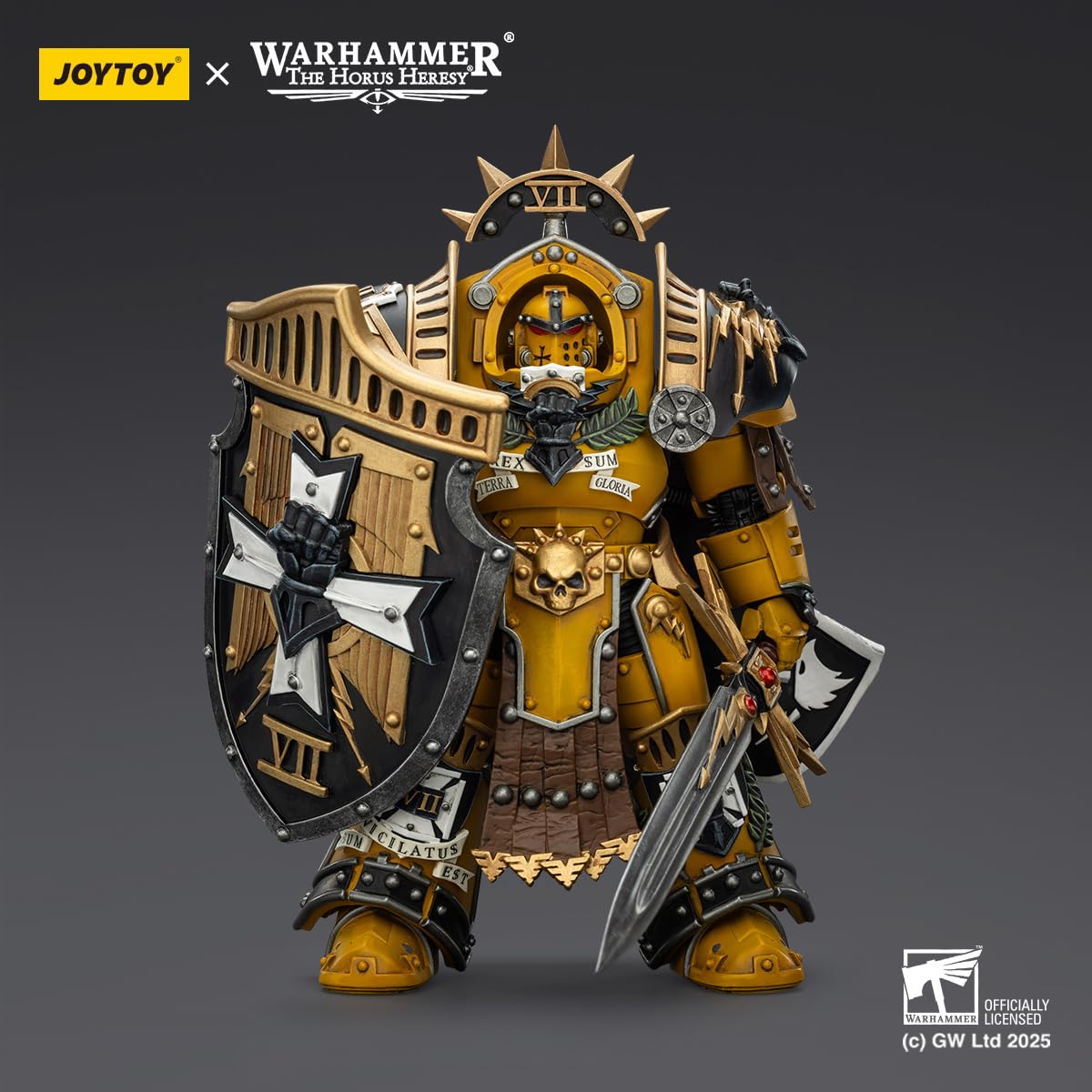 HIPLAY JOYTOY Warhammer JT03295 Imperial Fists Legion Praetor w Zbroi Tartaros z Mieczem Mocy i Tarczą Vigil Storm 1/18 Figurka Akcji