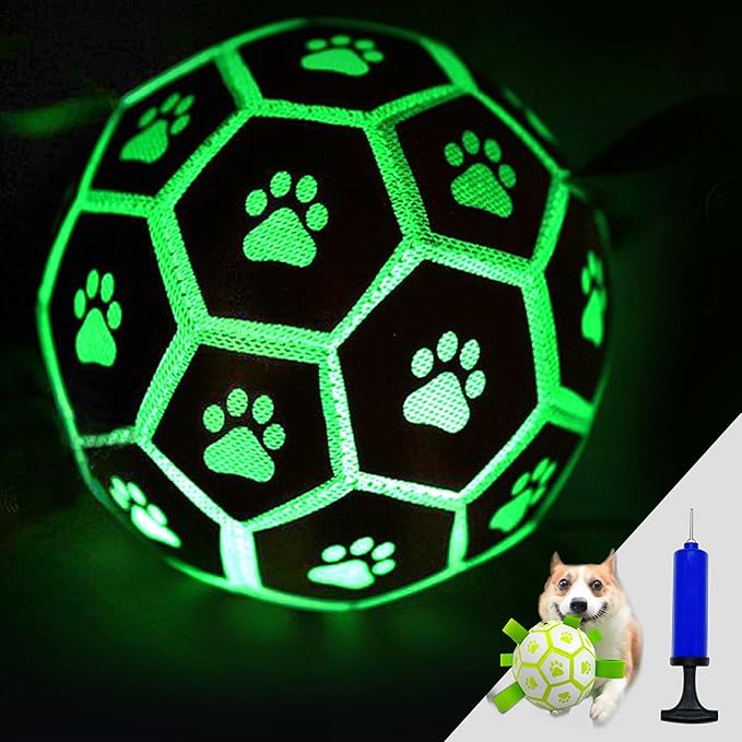 Dog Soccer Ball,Dog Ball,5.9" Glow in The Dark Dog Ball with Grab Tags,Meet Dog Chase The Dog