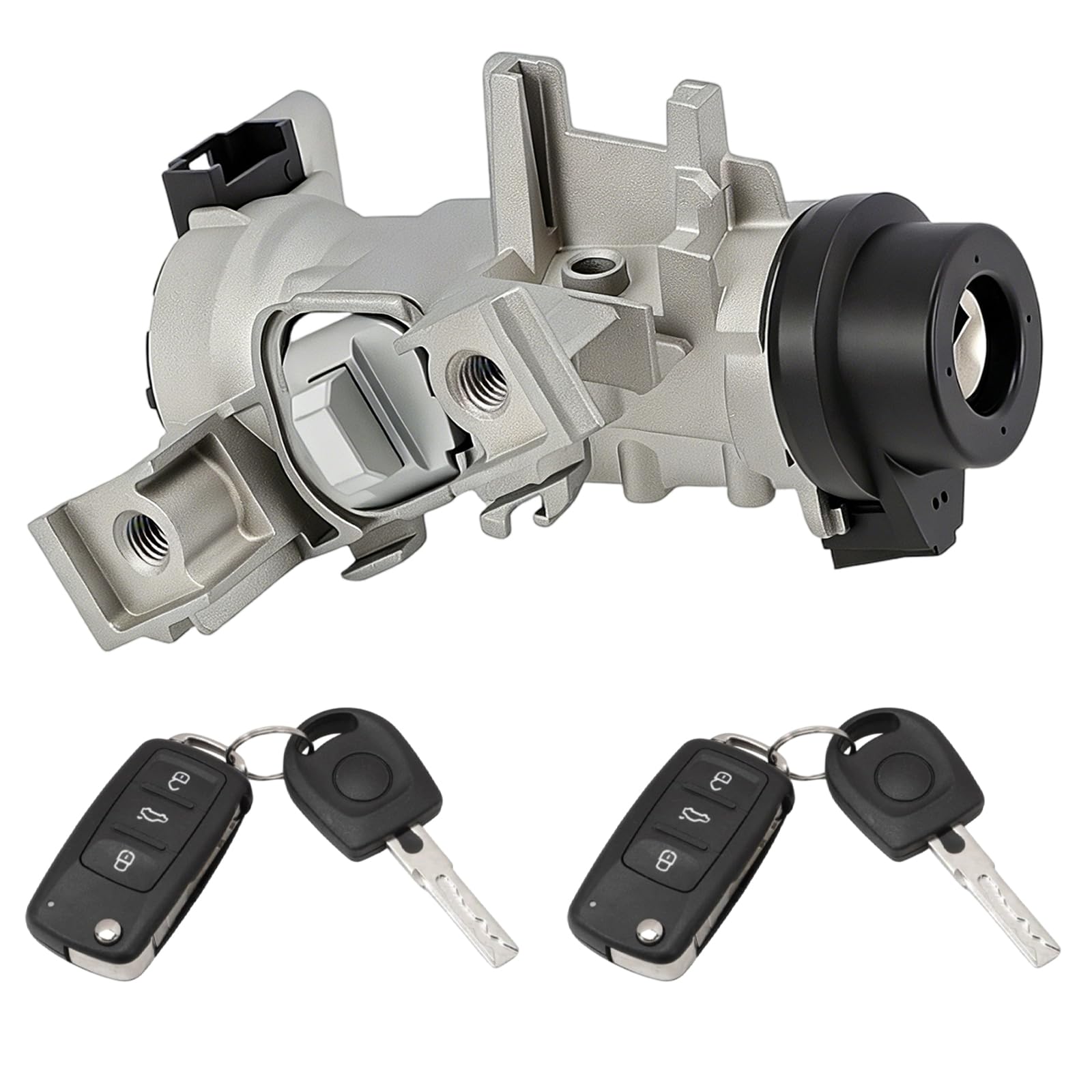 1K0905851B Zündschloss Zündschalter Set mit 2 Schlüsseln+Fernbedienung für A3 Q3 TT Seat Alte Leon Beetle Golf Jetta Passat Lenkradschloss Gehäuse 1K0905865 1K0905855C