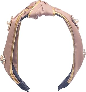 شريط رأس حرير للبنات مرصع باللؤلؤ من دافان - وردي