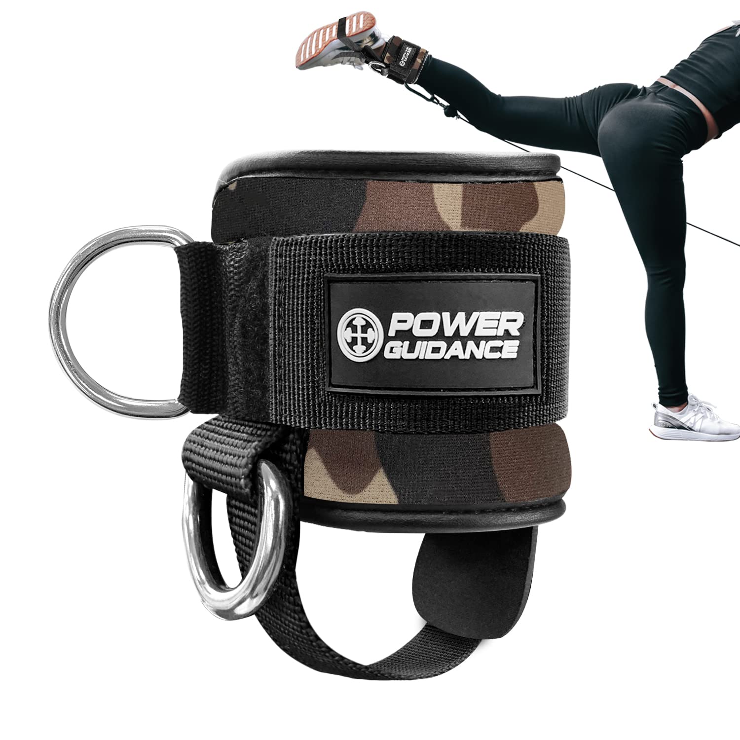 POWER GUIDANCE Ankle Straps for Cable Machines and Resistance Band, Work Out Cuff Attachment for Home & Gym, Booty Workouts