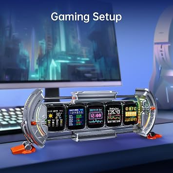 Divoom Times Gate Silver+Pixoo,RGB LED Display, Pixel Cyberpunk Gaming Setup Digital Clock with Smart APP Control, and 1616 LED Panel Display Frame for Home Decor/Social Media Fans Counter