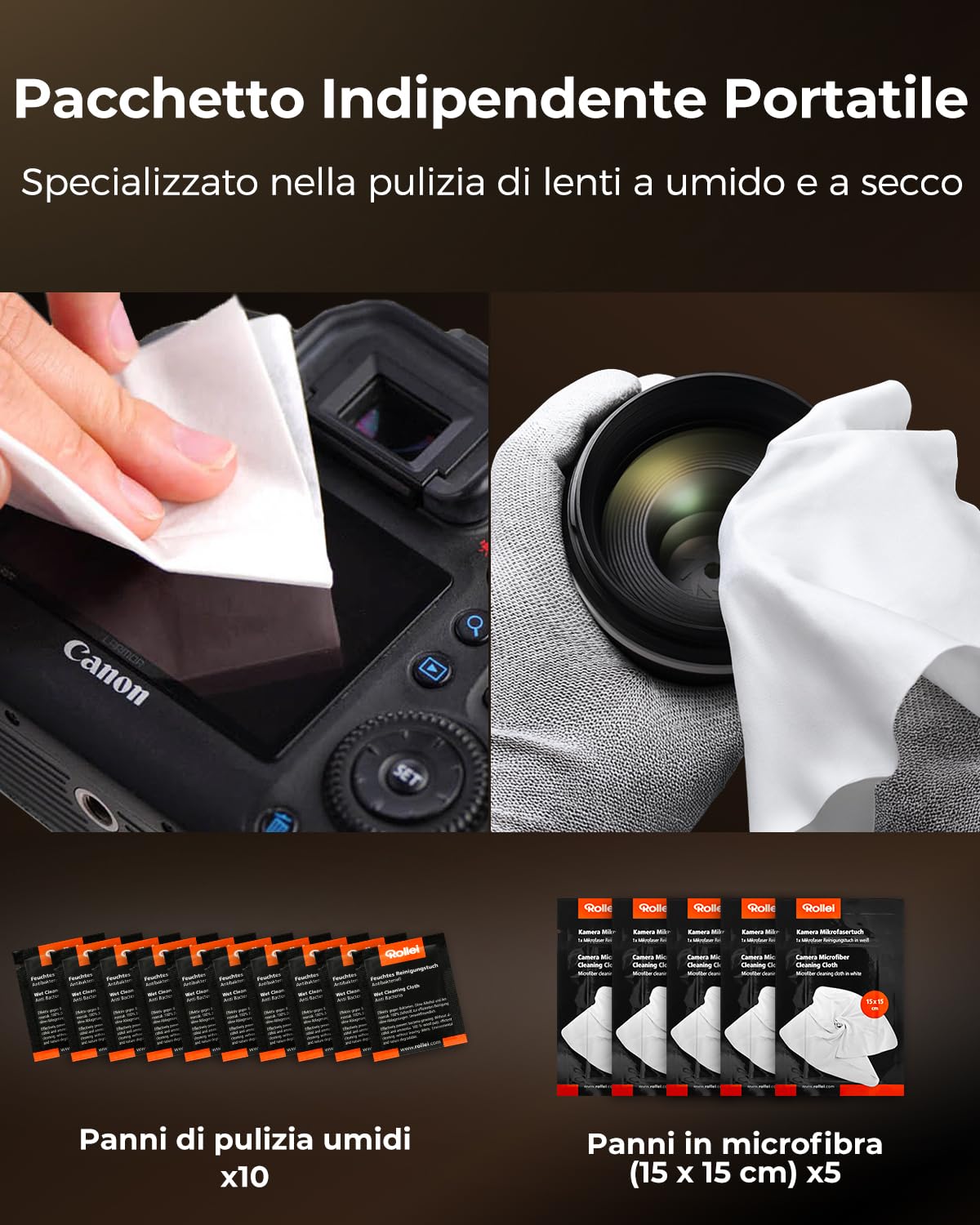 Kit Pulizia Macchina Fotografica Travel, Rollei 7 in 1 Kit Pulizia Camera Fotografica con Lenspen/Air Blower/Liquido Pulizia/Panni per la Pulizia, Kit Pulizia Fotocamera per Nikon Sony Canon