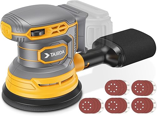 Lijadora orbital aleatoria inalámbrica compatible con batería Dewalt de 20 V y 60 V (sin batería), lijadora orbital eléctrica de palma con colector