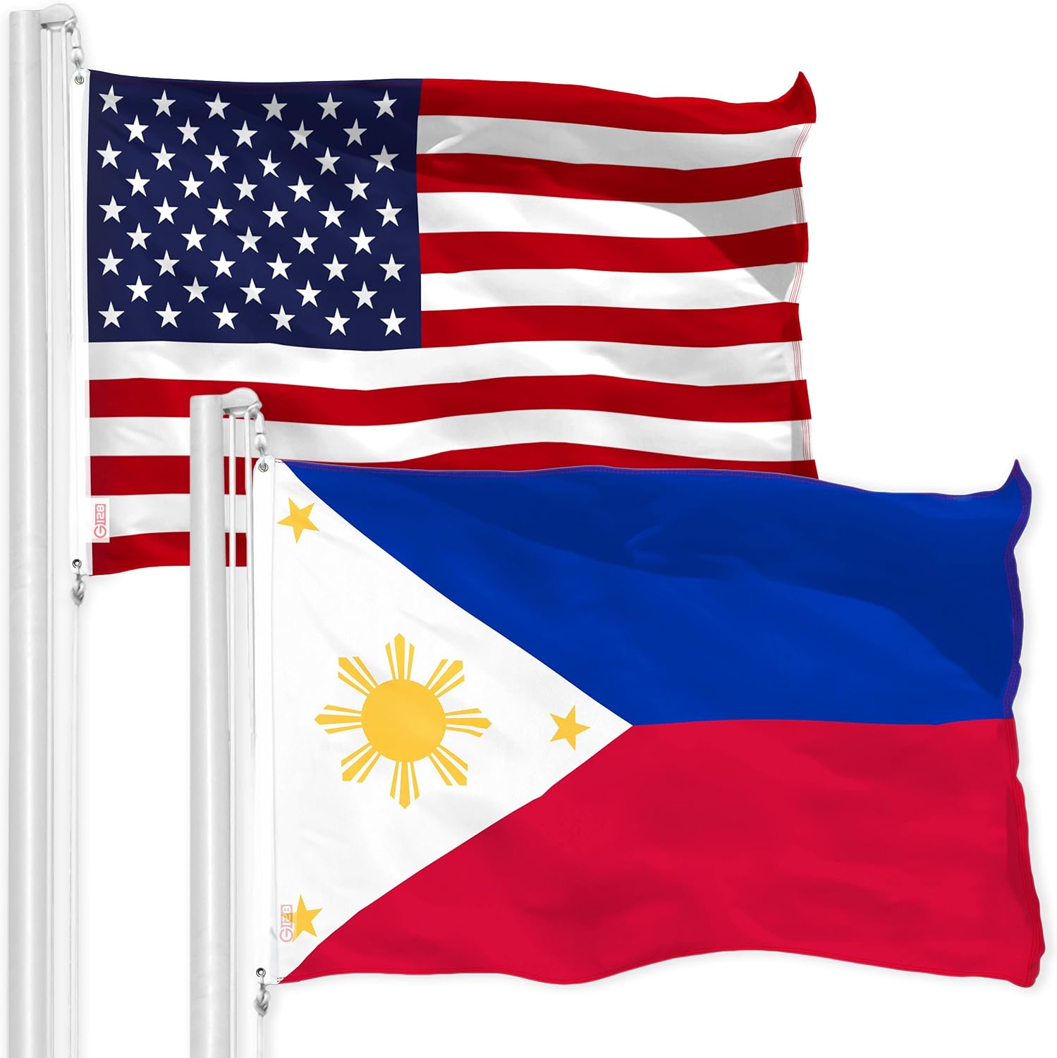 USA American & Philippines Philippine Flags 3x5 FT Combo Printed 150D Polyester By G128