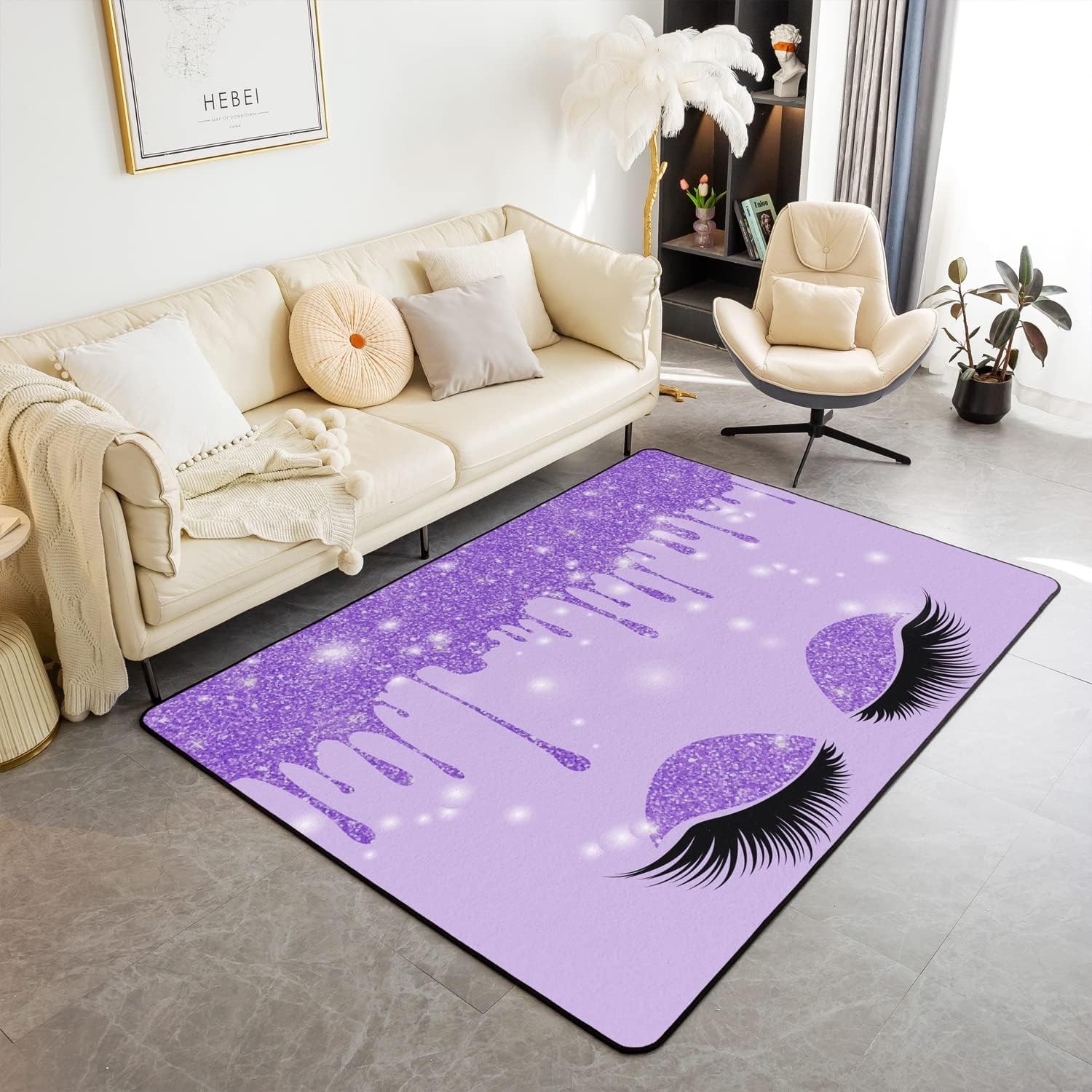 Woman Eyelashes 3D Printing Soft Children'S Room Carpet60 X 90 Cm / 23.6 X 35.4 - Low Pile Non-Slip Area Rug - Washable - Anti-Stain, Non-Shedding: Nmentally Friendly - Easy To Clean - Polye -9.19074