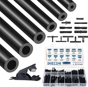 Silicone Vacuum Tubing Hose with 12 Sizes 122PCS Nylon Connector, 3/4/5/6/8/10mm ID 2M 6PCS High Performance 130PSI Automotive Replacement 3mm Thickness Black Silicone Vacuum line Kit