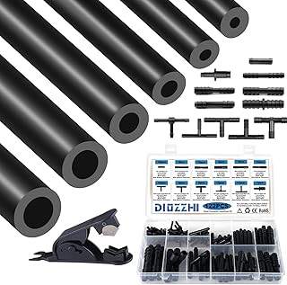 Tuyau en Silicone pour Vide 2M 6 Pièces Avec Connecteurs Nylon 12 Tailles 122PCS, Diamètre Intérieur 3/4/5/6/8/10mm Haute Performance 130PSI Kit de Tuyauterie pour Moteur Automobile, Air et Eau Noir