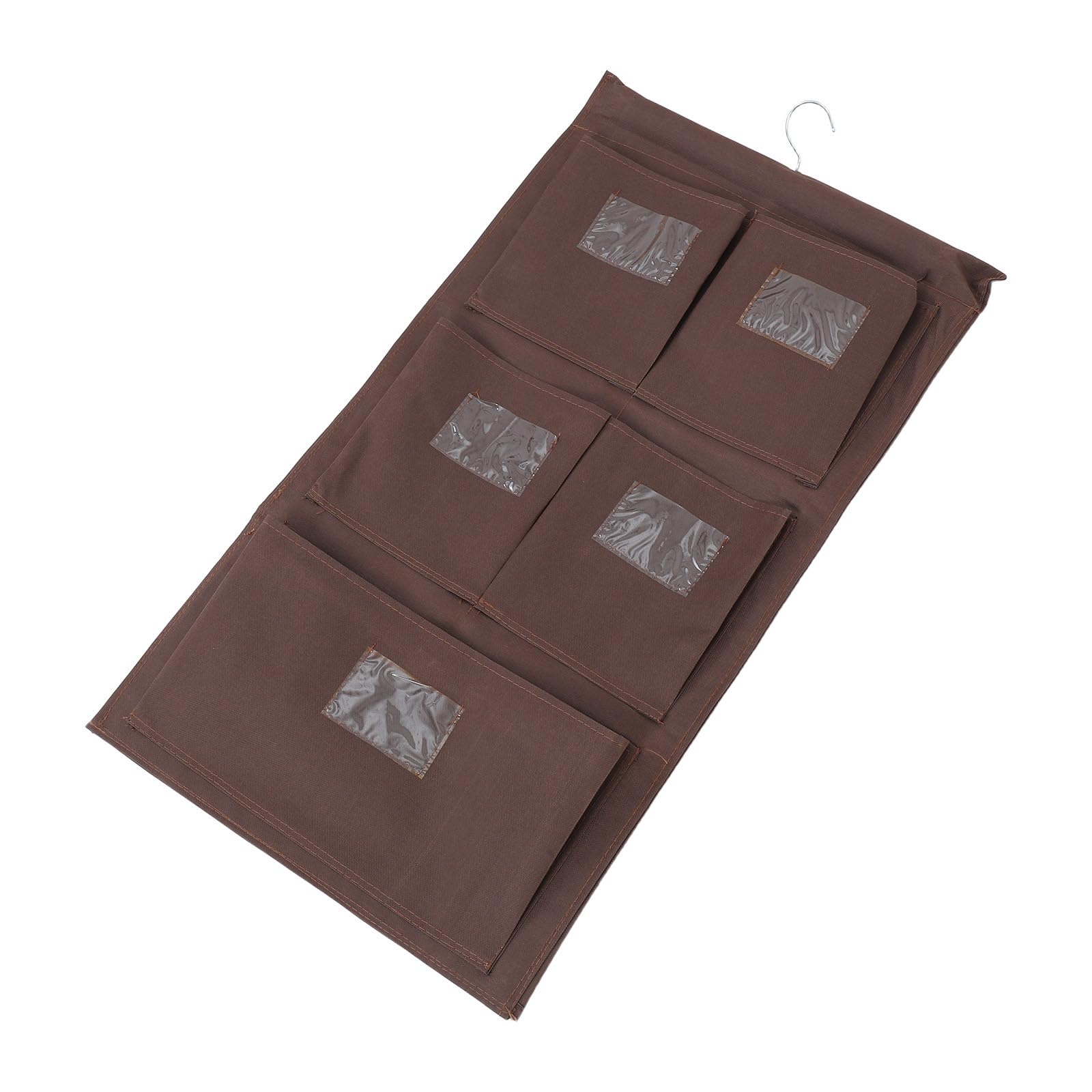 Borsa Organizer per Carrello Pulizie, 7 Tasche, Oxford | Design Bifacciale, Colore Caffè, per Panni e Detergenti, Uso Professionale in Hotel e Aree Pubbliche