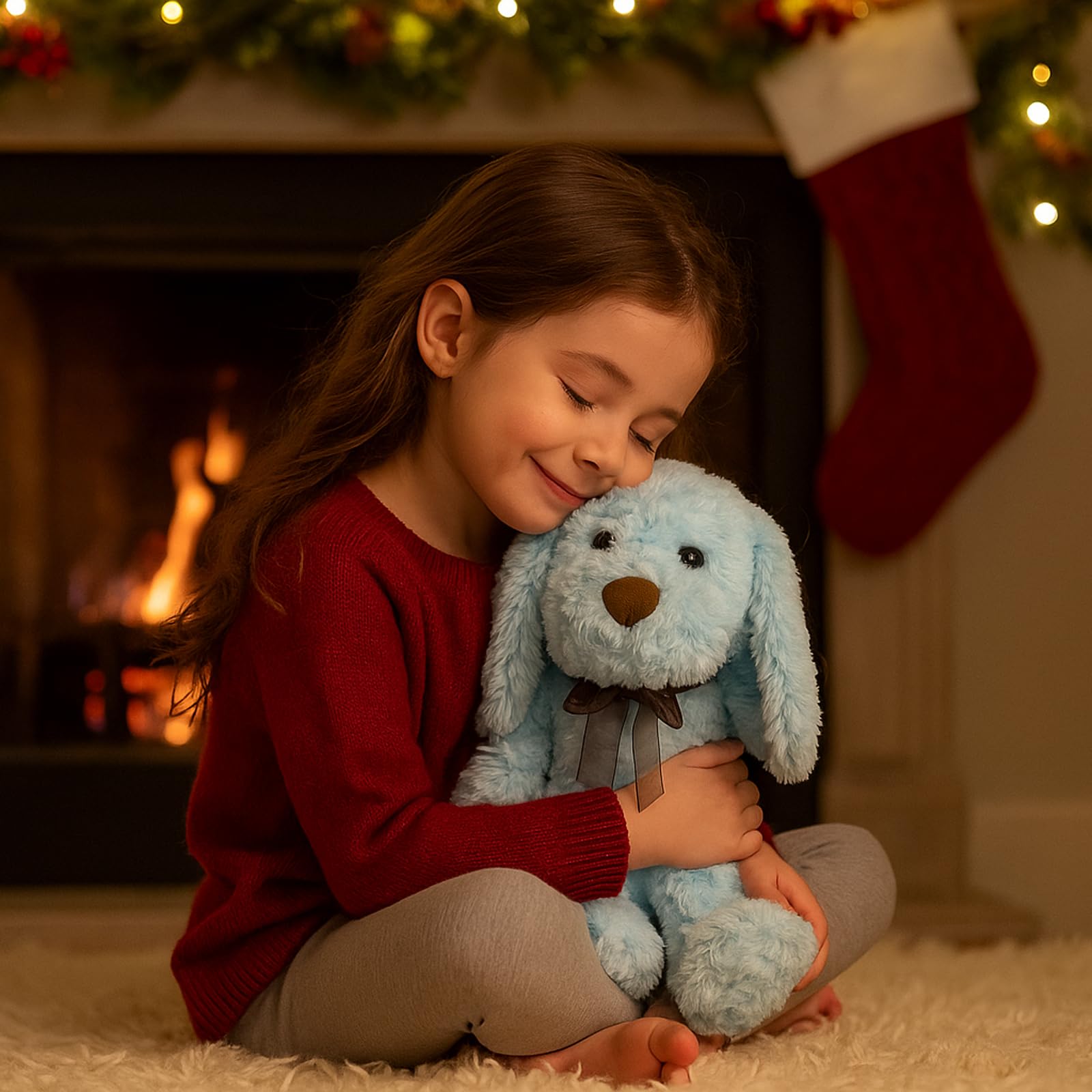 WEIGEDU Blauer Goldendoodle, pelziger Pudelwelpe, blau, Stofftier, Plüschspielzeug für Kinder, Jungen und Mädchen, Geburtstag, Schlafenszeit