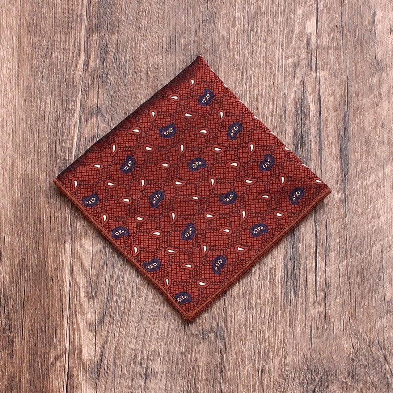 Men's Formal Business Polyester Pocket Square Suit Dress Chestnut Handkerchief Multicolor Geometric
