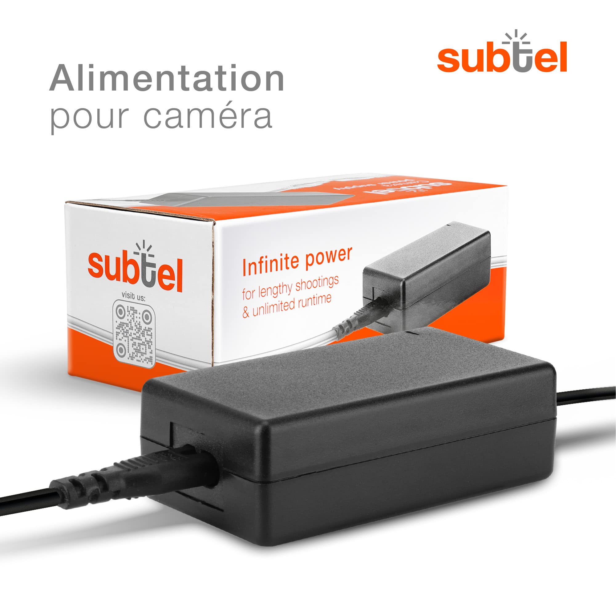 subtel Alimentation + Coupleur DC accumulateur factice Appareil Photo EH-5 + EP-5B, EH-5a EH-5b EH-5c Compatible avec DC Coupler, Accu Dummy ca. 3,5m Charge Timelapse